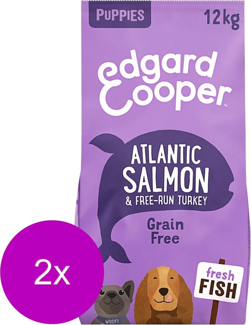 Puppy Graanvrij Zalm&Kalkoen - Hondenvoer - 2 x 12 kg de Edgard & Cooper – photo produit