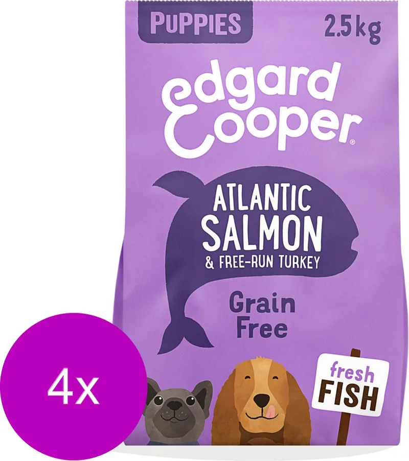 Puppy Graanvrij Zalm&Kalkoen - Hondenvoer - 4 x 2.5 kg by Edgard & Cooper – product photo