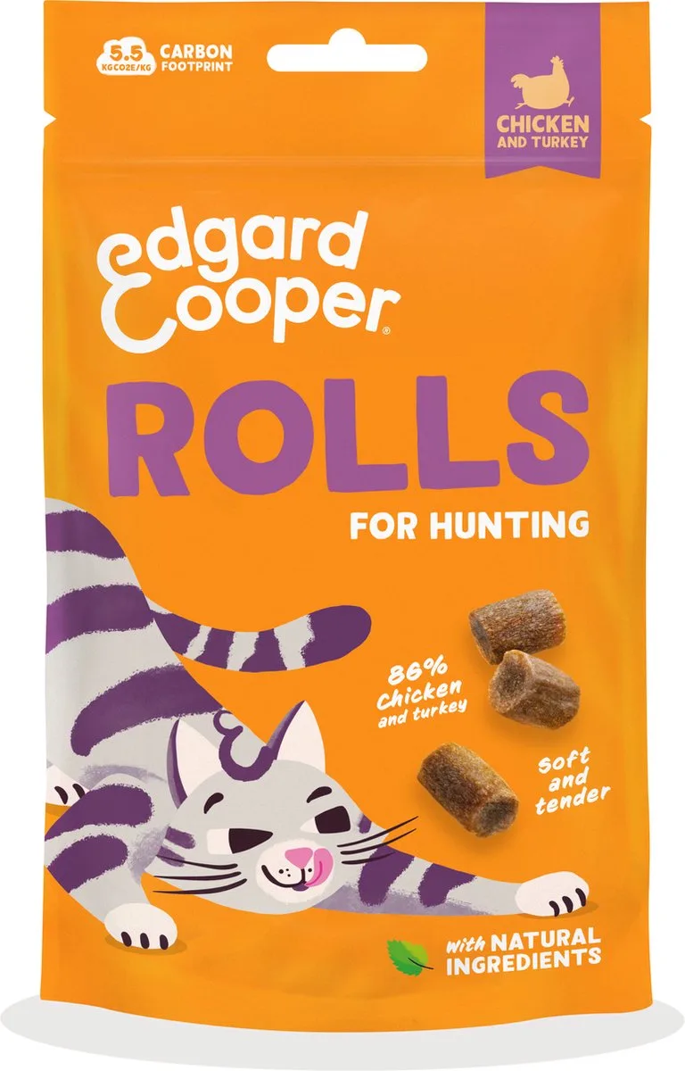 Rolls - Kattensnack - Kip Kalkoen 45 g de Edgard & Cooper – photo produit