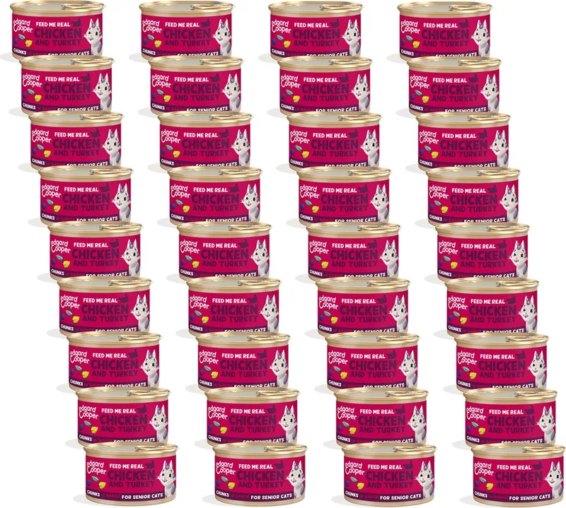 Senior Chunks - Kattenvoer - 36 x Kip Kalkoen 85 g by Edgard & Cooper – product photo
