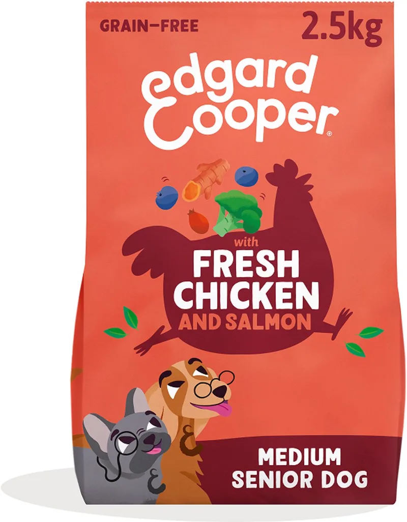 Senior Hondenbrokken Voor Medium Honden, Verse Kip En Zalm, 2.5Kg, Graanvrijrecept Met Extra Glucosamine, Natuurlijke Ingrediënten, Perfecte Vezelbalans by Edgard & Cooper – product photo