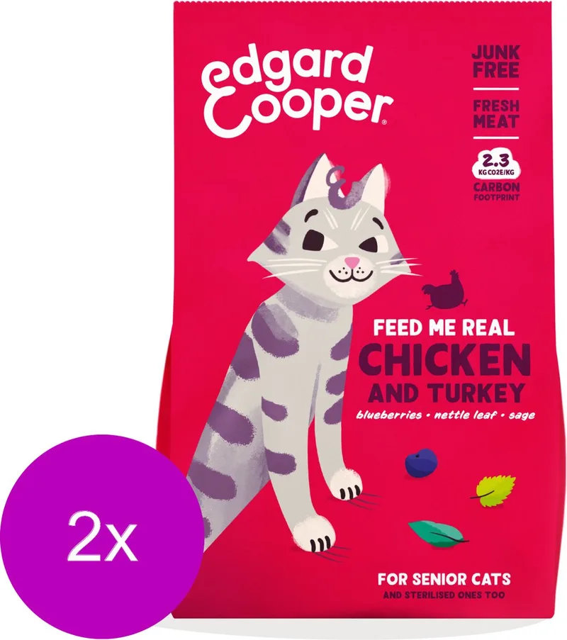 Senior - Kattenvoer - 2 x Kip Kalkoen 2 kg by Edgard & Cooper – product photo