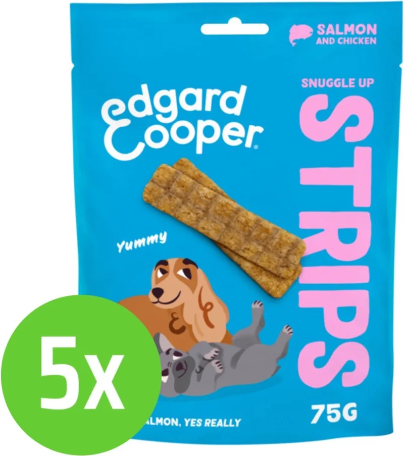 Strips Salmon 75 gr - Hondensnack - 5 verpakkingen fra Edgard & Cooper – produktbillede