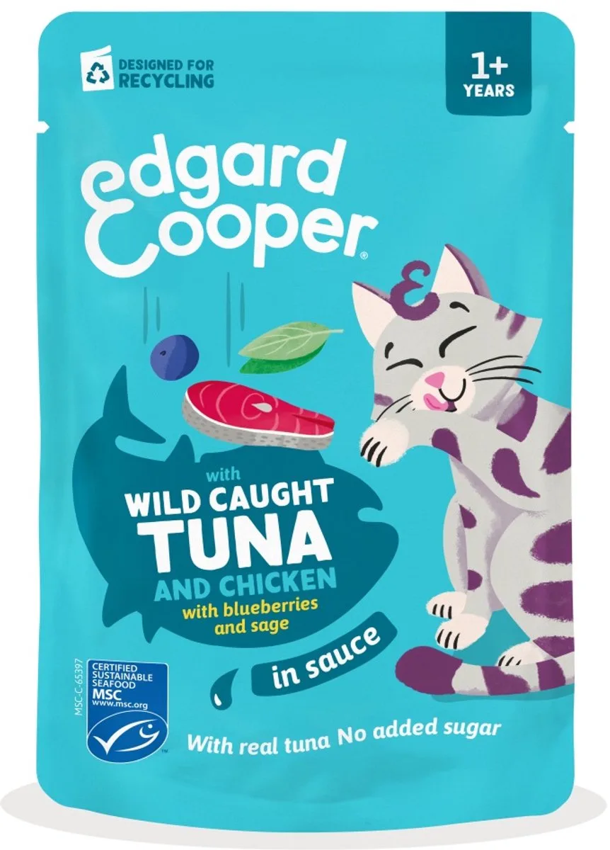Tonijn & Kip in Saus 85 gram van Edgard & Cooper – productfoto
