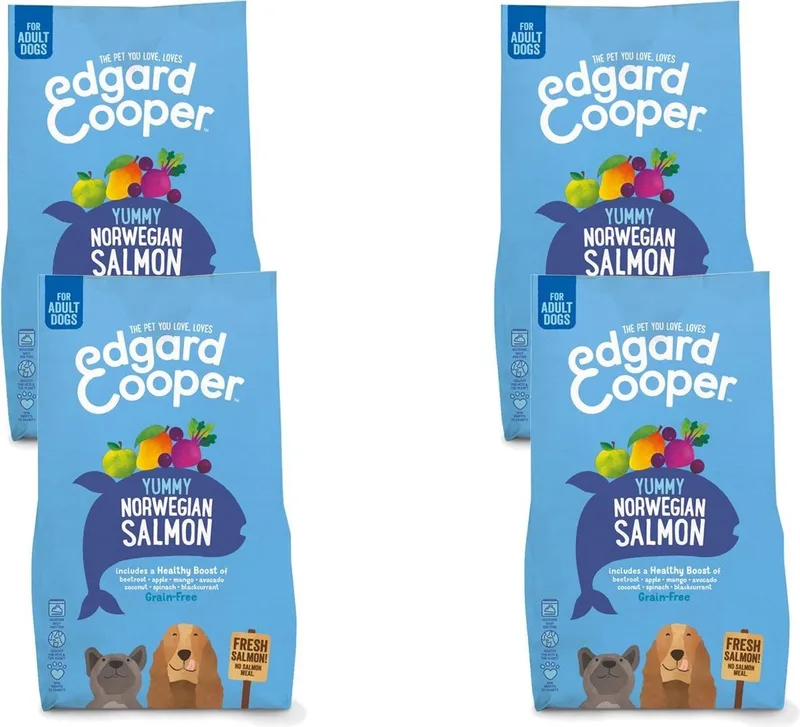 Yummy Norwegian Salmon Adult Zalm&Rode Biet&Appel - Hondenvoer - 4 x 2.5 kg fra Edgard & Cooper – produktbillede