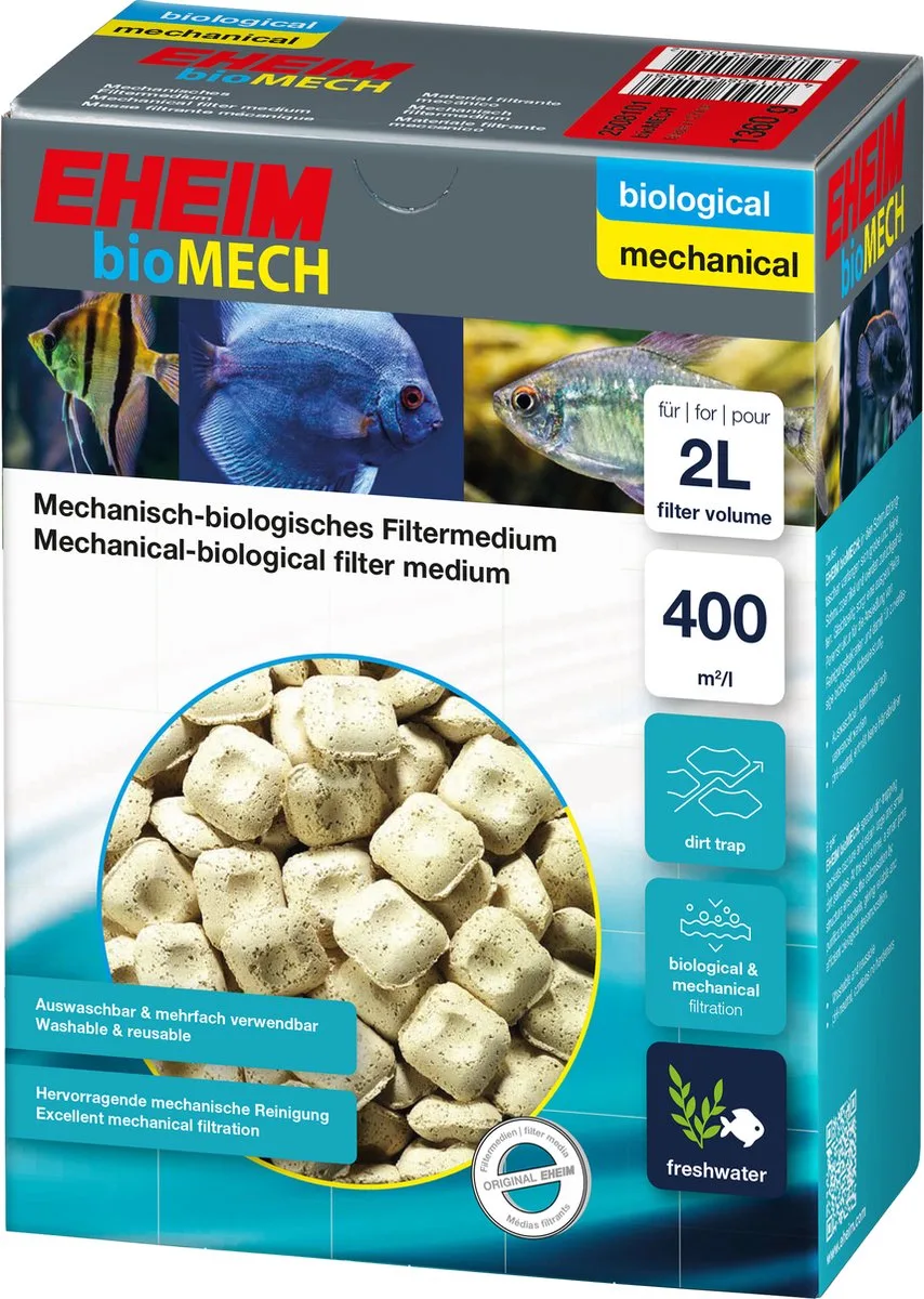Milieu Filtrant Biomécanique Mécanique Et Biologique 1420g 2l de Eheim en Transparent – photo produit