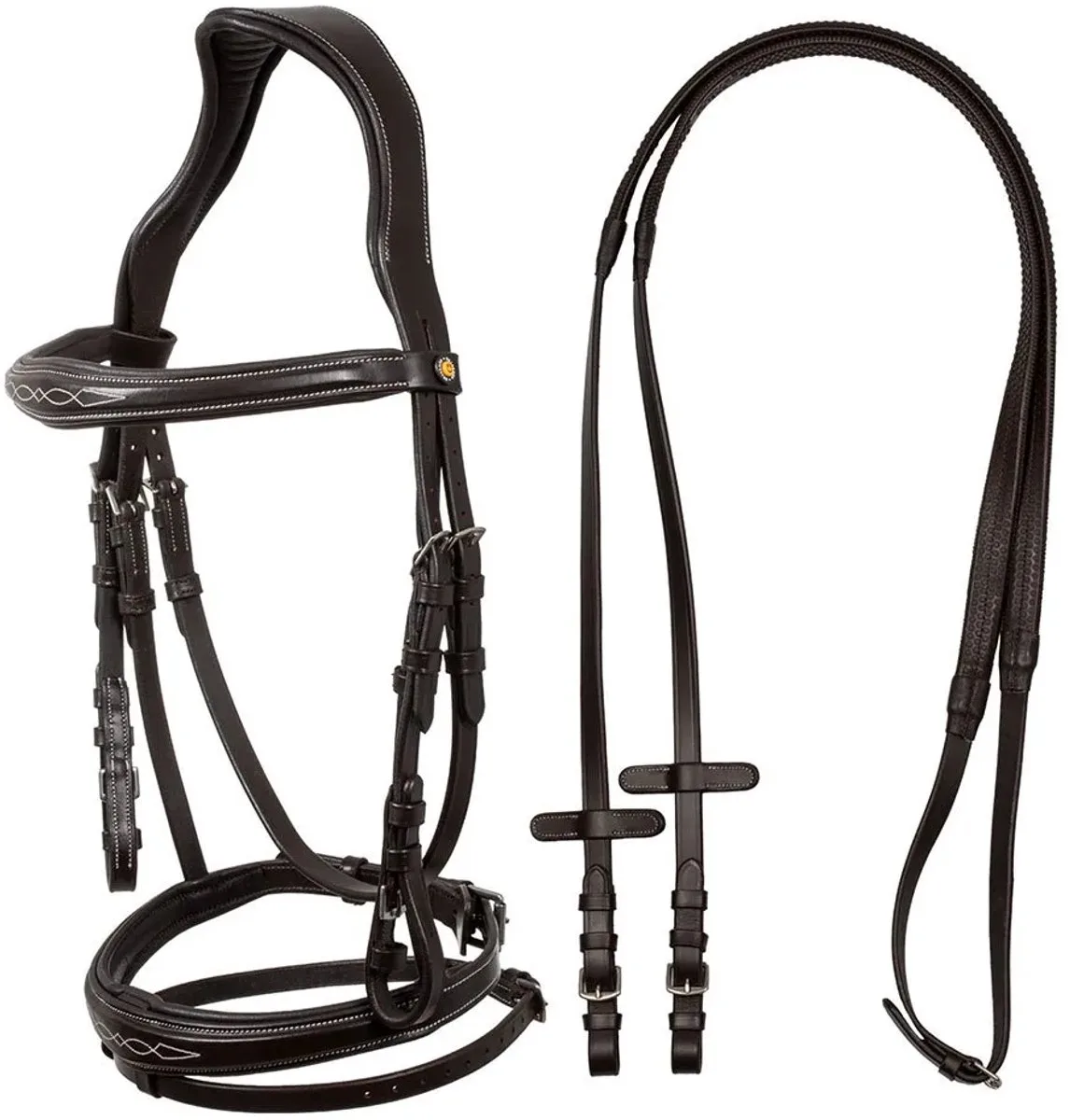 Anatomic Soft Stitched Hoofdstellen Bruin Cob by Equestro in Dark Brown – product photo