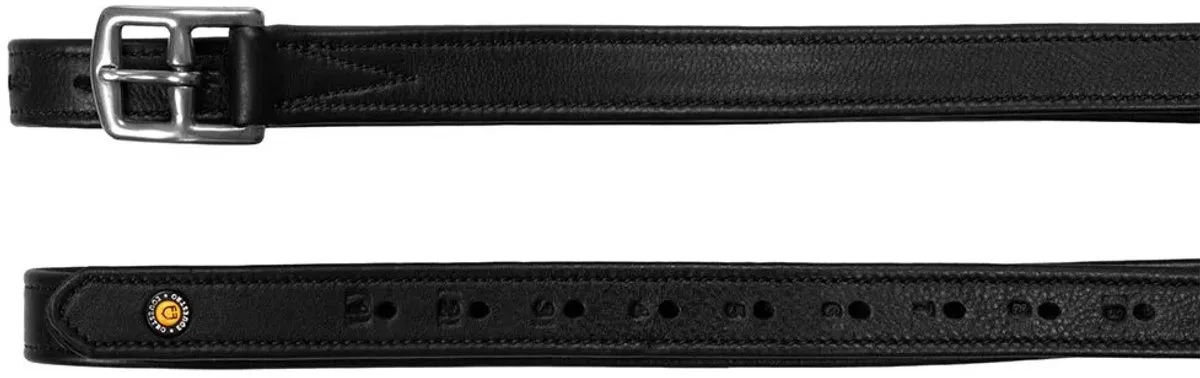 Double Curved Buckle Stijgbeugelriemen Zwart 125 cm van Equestro in Zwart – productfoto