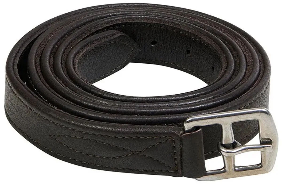 Double Stijgbeugelriemen Bruin,Zwart 125 cm van Equestro in Dark Brown – productfoto