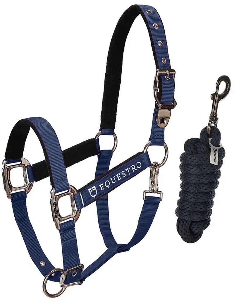 Shiny Fittings Halster En Halstertouw Blauw Cob by Equestro in Dark blue – product photo