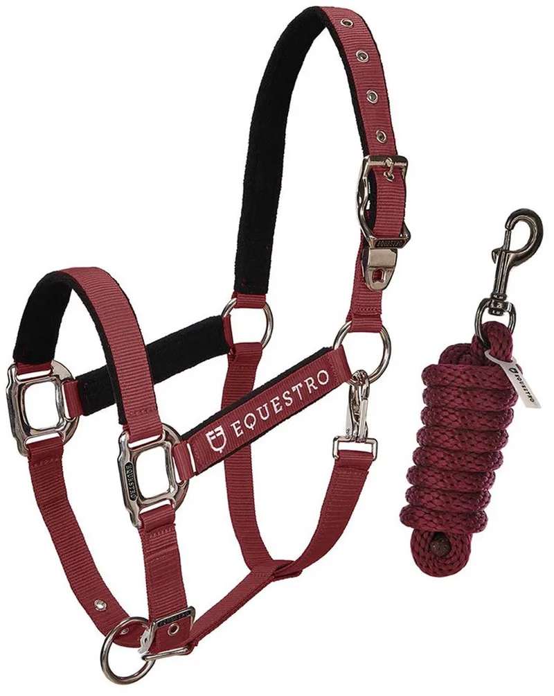 Shiny Fittings Halster En Halstertouw Rood Cob de Equestro en Burgundy – photo produit