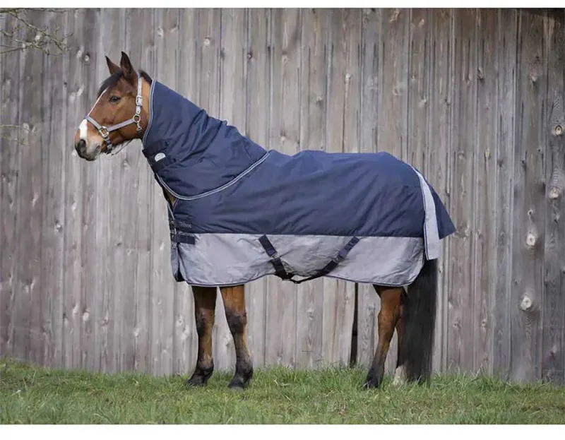 EQUITHÈME Tyrex 600D Outdoordeken met fleece-130-183 von Equi-Theme in Blau, Grau – Produktfoto