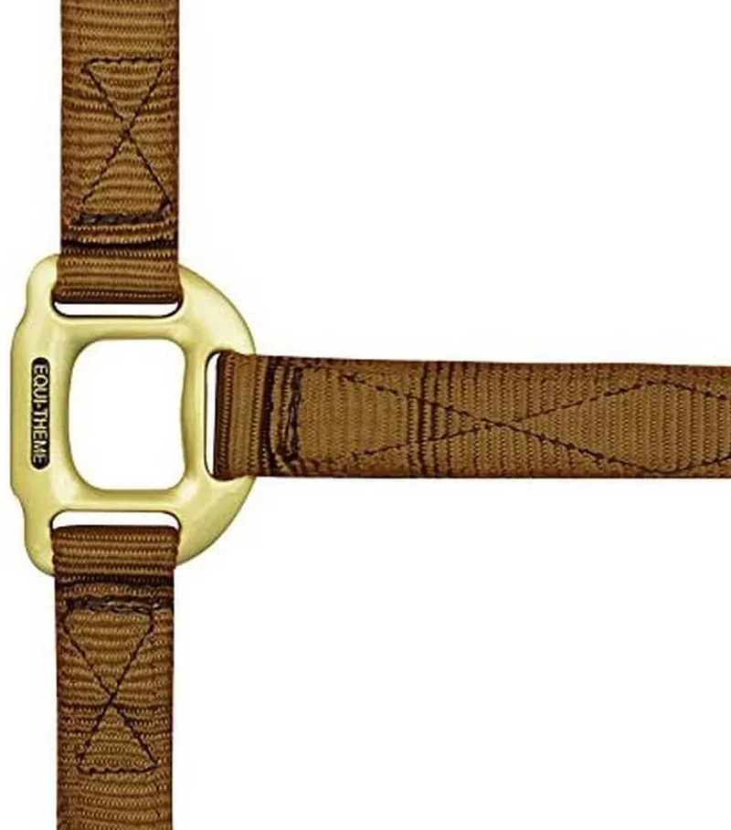 Nylon Adjustable Halster Goud Cob de Equi-Theme en Marron – photo produit