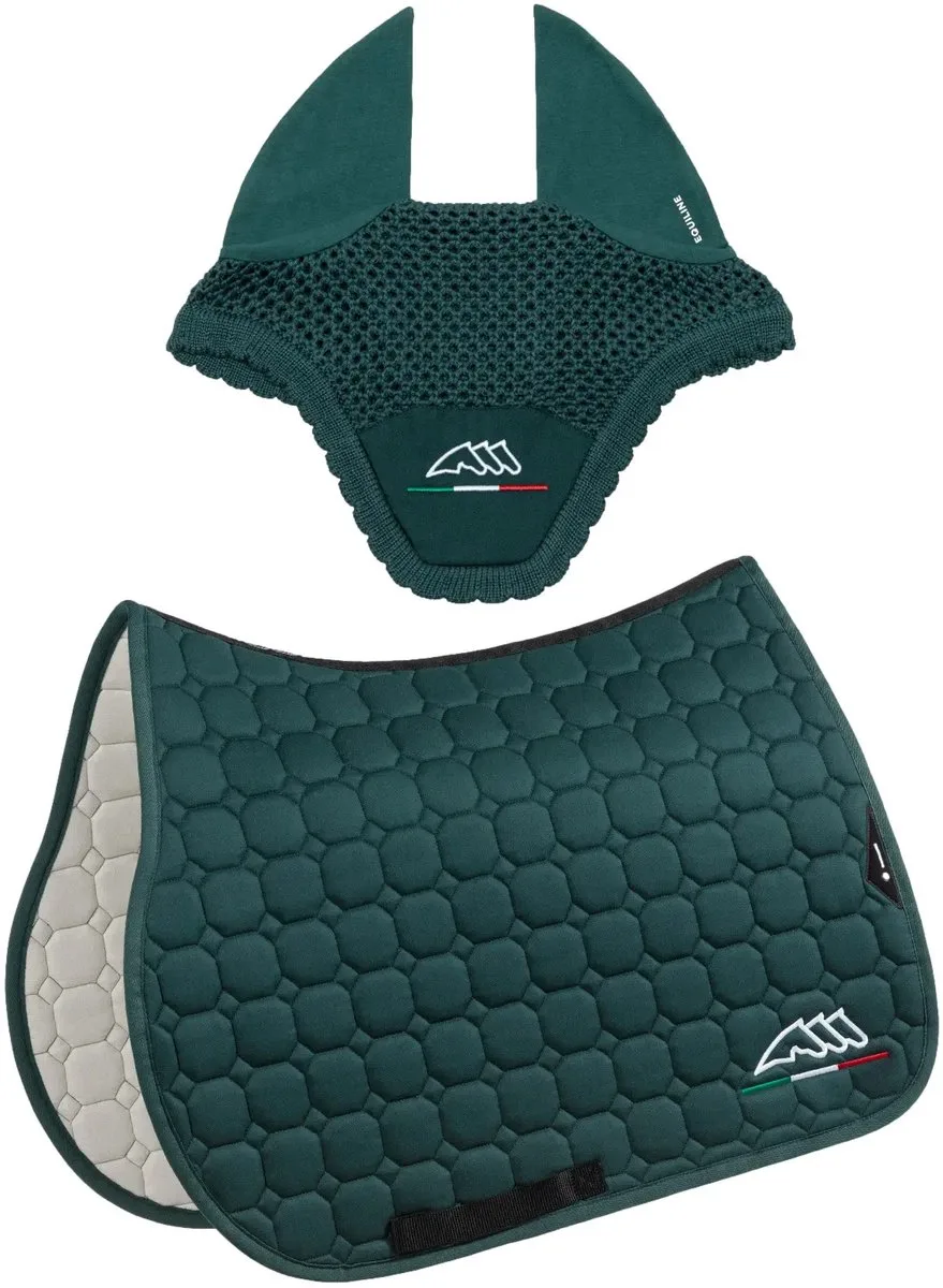 Het zadeldoek- en oorkapset Equiline Eqflaggy von Equiline in Groene – Produktfoto