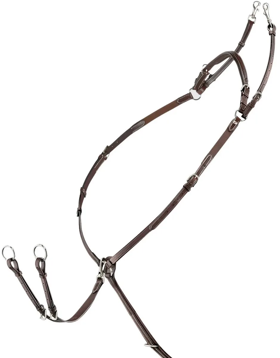 Jachthalsband voor paarden met afneembare martingaal en elastiek Equiline de Equiline en Marron – photo produit