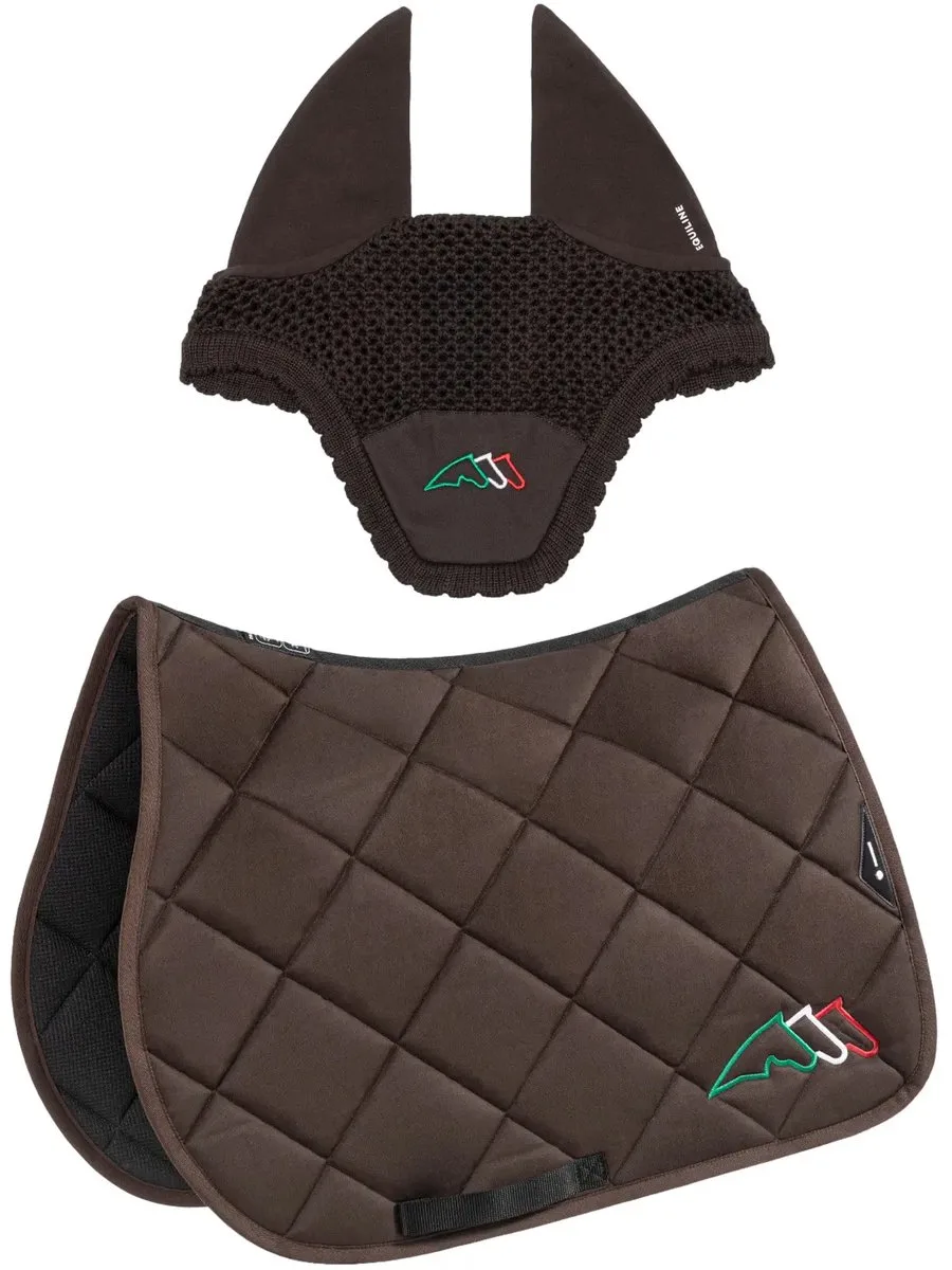 Zadelset voor paard en oorhuiver Equiline Eqtricolore van Equiline in Bruine – productfoto
