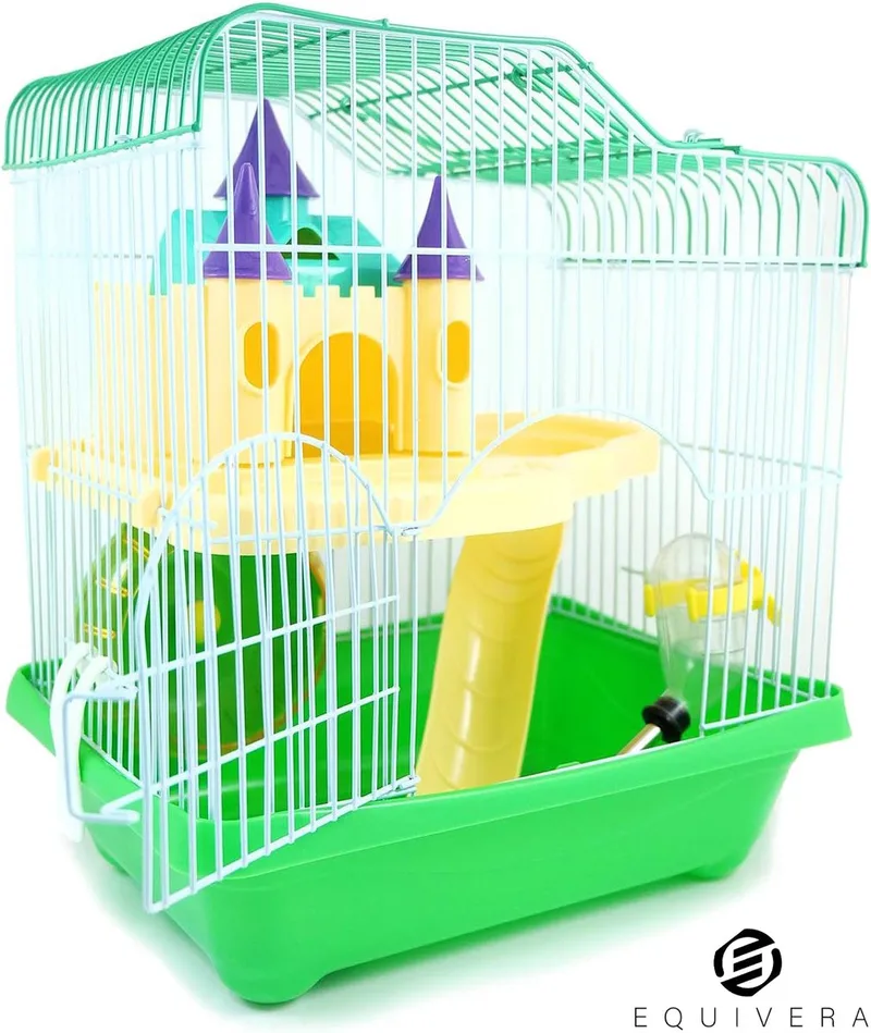 Hamsterkooi - Hamster - Hamster Kooi - Kooi voor Hamster - Hamster Huisje - Hamsterhuisje de Equivera en Lichtblauw en wit – photo produit