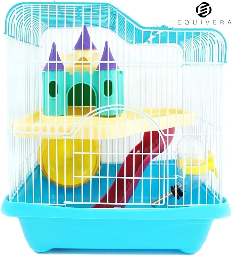 Hamsterkooi - Hamster - Hamster Kooi - Kooi voor Hamster - Hamster Huisje - Hamsterhuisje de Equivera en Bleu – photo produit