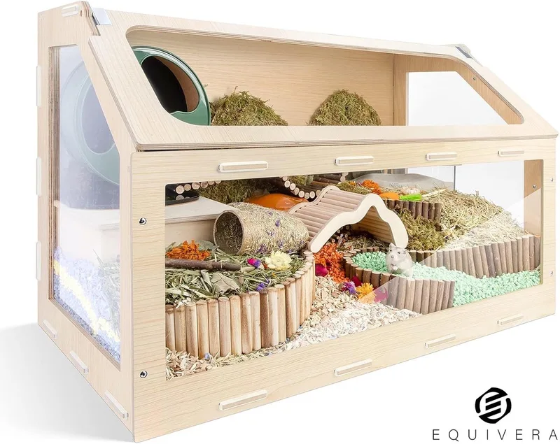 Hamsterkooi - Hamster - Hamster Kooi - Kooi voor Hamster - Hamster Huisje - Hamsterhuisje by Equivera in Hout – product photo
