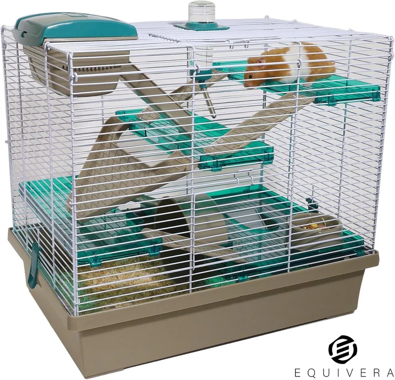 Hamsterkooi - Hamster - Hamster Kooi - Kooi voor Hamster - Hamster Huisje - Hamsterhuisje de Equivera en Argent – photo produit
