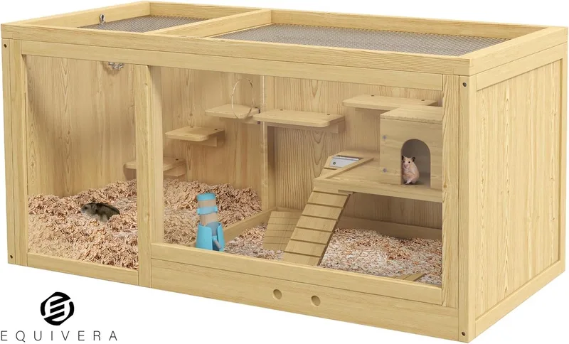 Hamsterkooi - Hamster - Hamster Kooi - Kooi voor Hamster - Hamster Huisje - Hamsterhuisje by Equivera in Hout – product photo