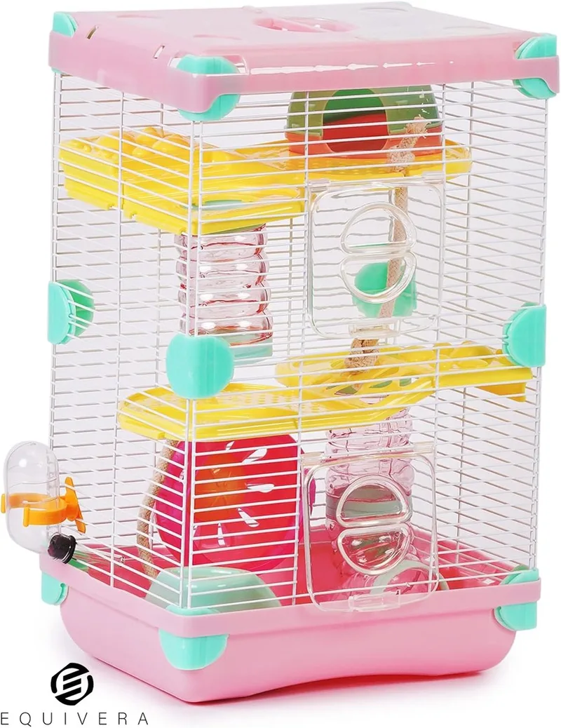 Hamsterkooi - Hamster - Hamster Kooi - Kooi voor Hamster - Hamster Huisje - Hamsterhuisje von Equivera in Rosa – Produktfoto