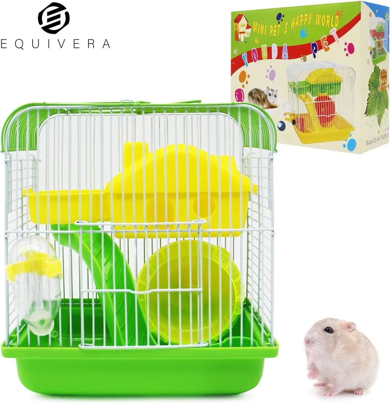 Hamsterkooi - Hamster - Hamster Kooi - Kooi voor Hamster - Hamster Huisje - Hamsterhuisje de Equivera en Groente – photo produit