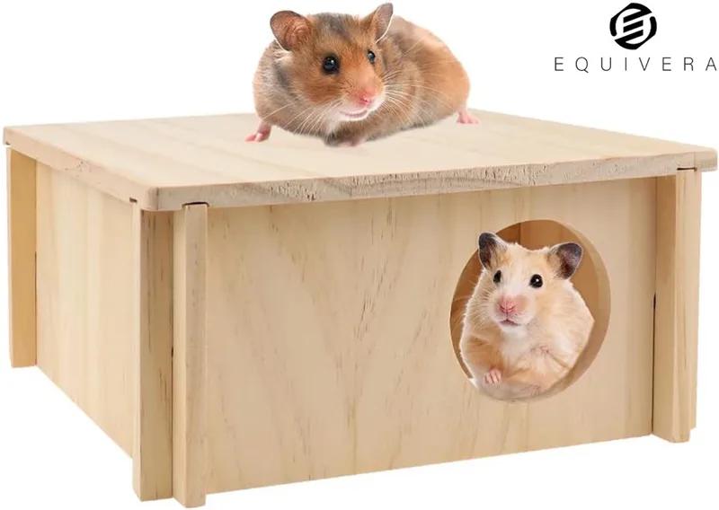 Hamsterkooi - Hamster - Hamster Kooi - Kooi voor Hamster - Hamster Huisje - Hamsterhuisje de Equivera en Hout – photo produit