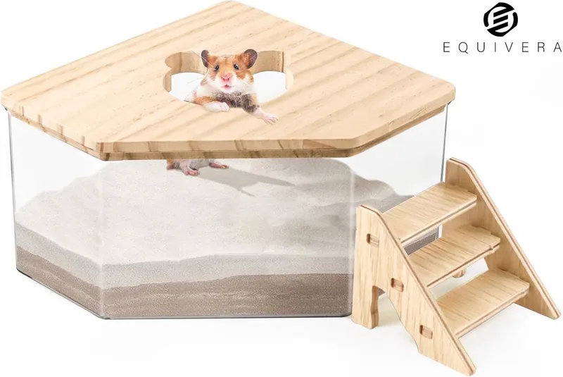 Hamsterkooi - Hamster - Hamster Kooi - Kooi voor Hamster - Hamster Huisje - Hamsterhuisje by Equivera in Hout – product photo