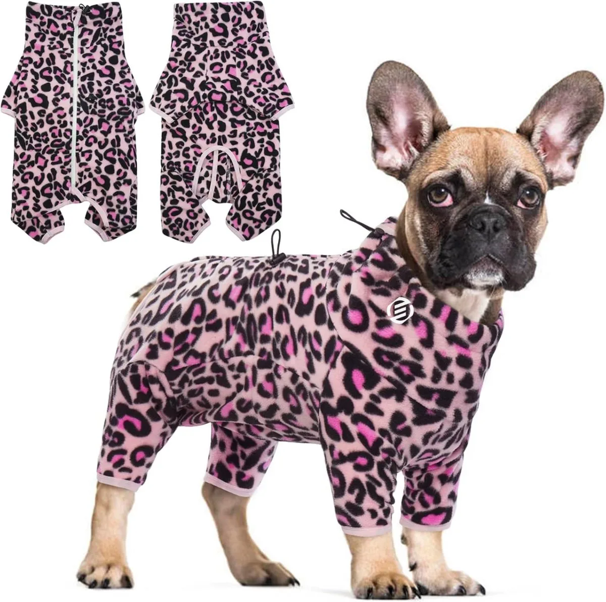 Honden Pyjama - Hondentrui - Honden Kleding - Hondenpyjama - Pyjama Voor Honden von Equivera in Roze luipaardprint – Produktfoto
