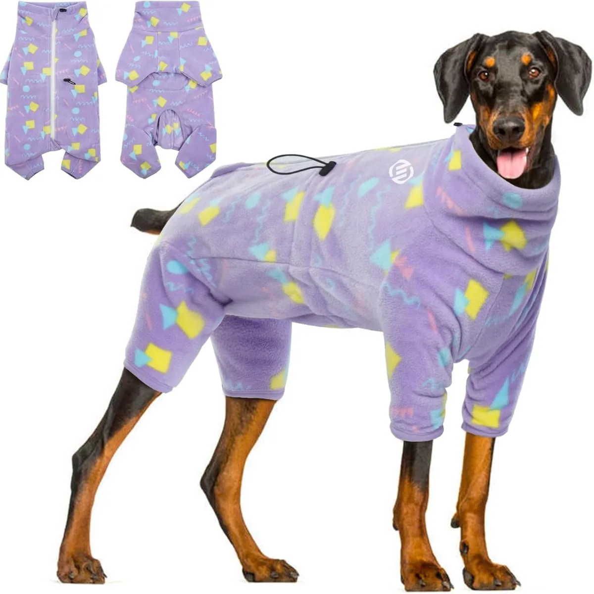 Honden Pyjama - Hondentrui - Honden Kleding - Hondenpyjama - Pyjama Voor Honden by Equivera in Paarse Geometrie – product photo