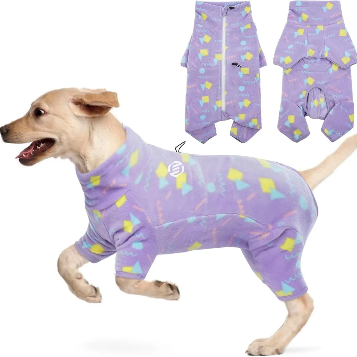 Honden Pyjama - Hondentrui - Honden Kleding - Hondenpyjama - Pyjama Voor Honden by Equivera in Paarse Geometrie – product photo