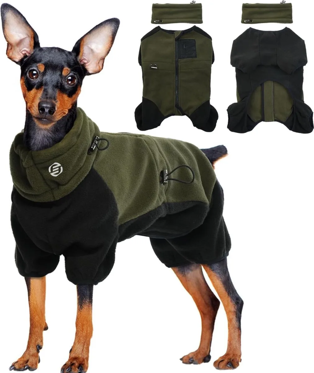 Honden Pyjama - Hondentrui - Honden Kleding - Hondenpyjama - Pyjama Voor Honden von Equivera in Legergroen – Produktfoto