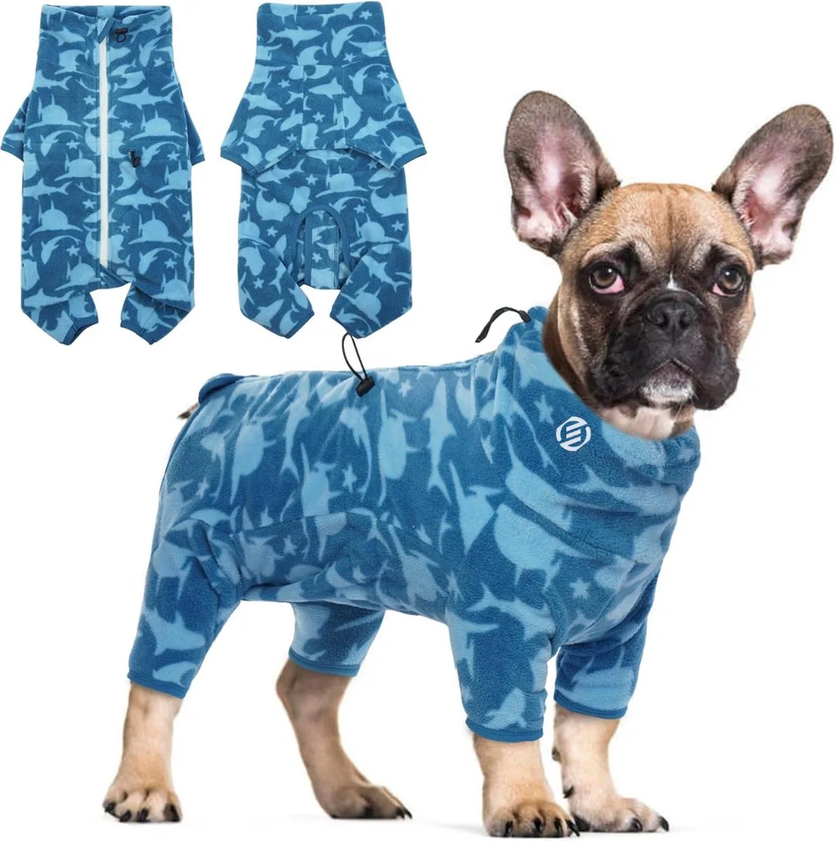 Honden Pyjama - Hondentrui - Honden Kleding - Hondenpyjama - Pyjama Voor Honden von Equivera in Blauwe haai – Produktfoto