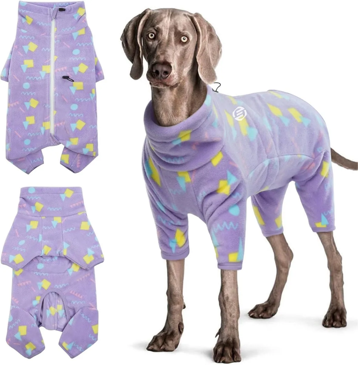 Honden Pyjama - Hondentrui - Honden Kleding - Hondenpyjama - Pyjama Voor Honden by Equivera in Paarse Geometrie – product photo