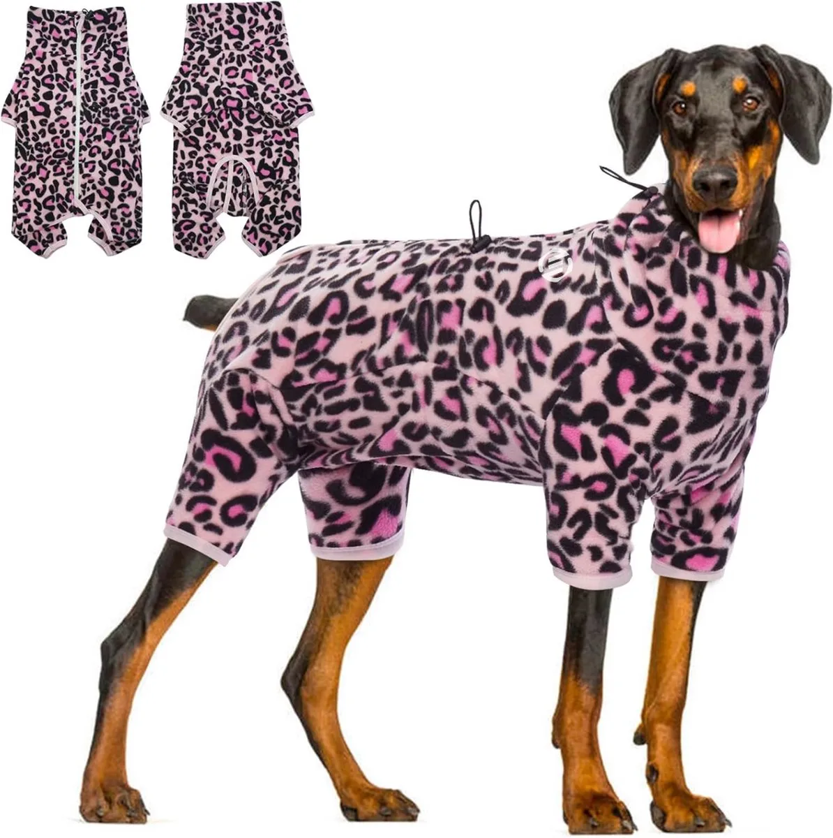 Honden Pyjama - Hondentrui - Honden Kleding - Hondenpyjama - Pyjama Voor Honden by Equivera in Roze luipaardprint – product photo