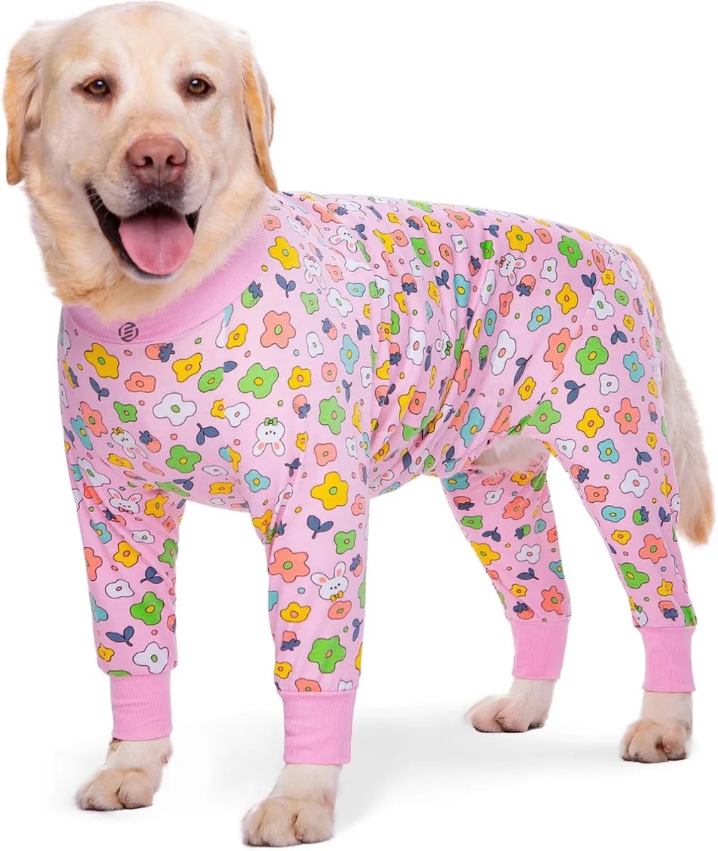 Honden Pyjama - Hondentrui - Honden Kleding - Hondenpyjama - Pyjama Voor Honden de Equivera en Roze Bloem – photo produit