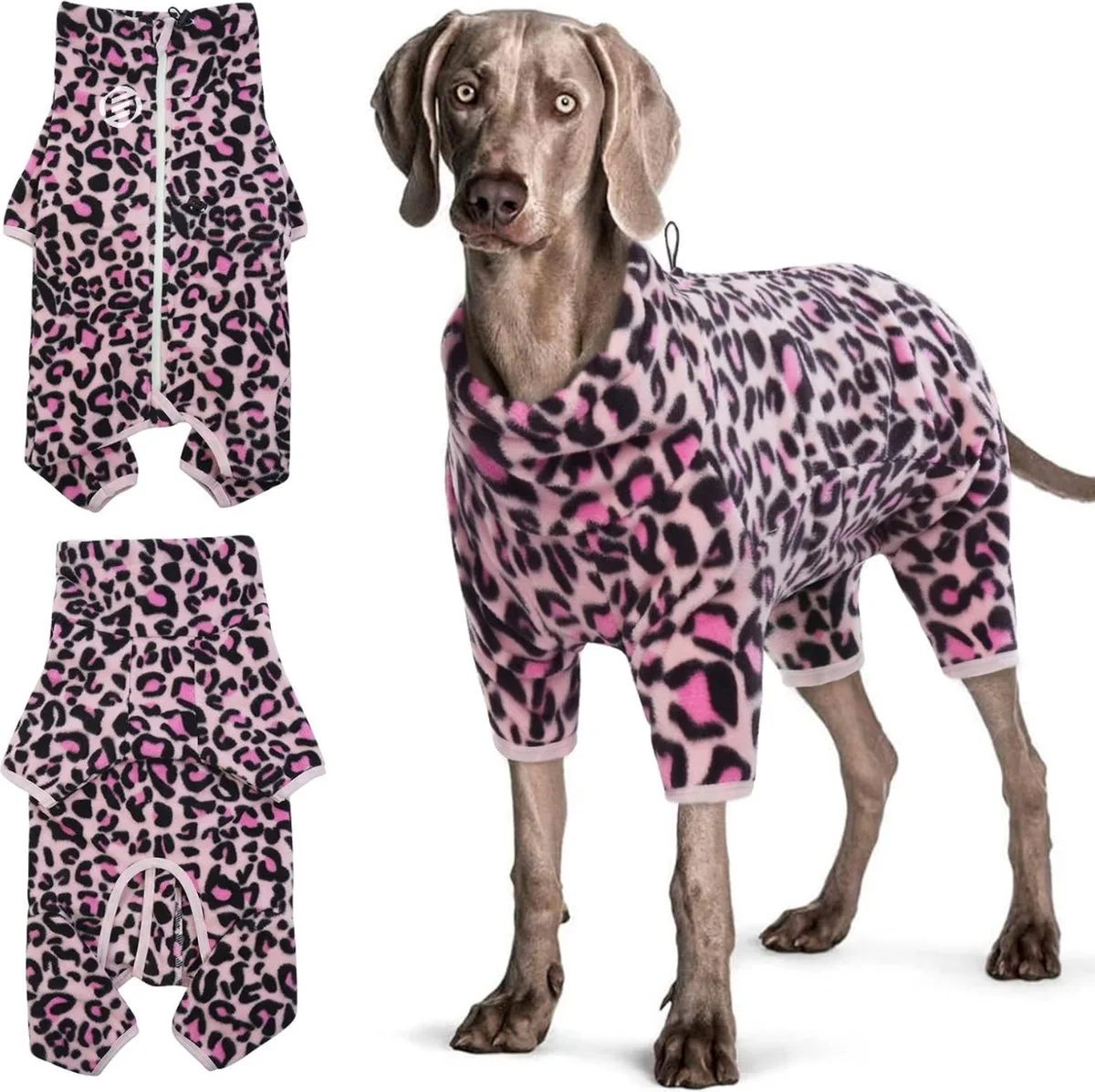 Honden Pyjama - Hondentrui - Honden Kleding - Hondenpyjama - Pyjama Voor Honden by Equivera in Roze luipaardprint – product photo
