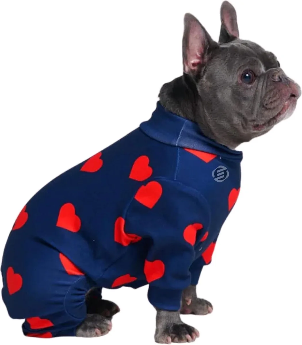 Honden Pyjama - Hondentrui - Honden Kleding - Hondenpyjama - Pyjama Voor Honden från Equivera i Blue Hearts – produktbild