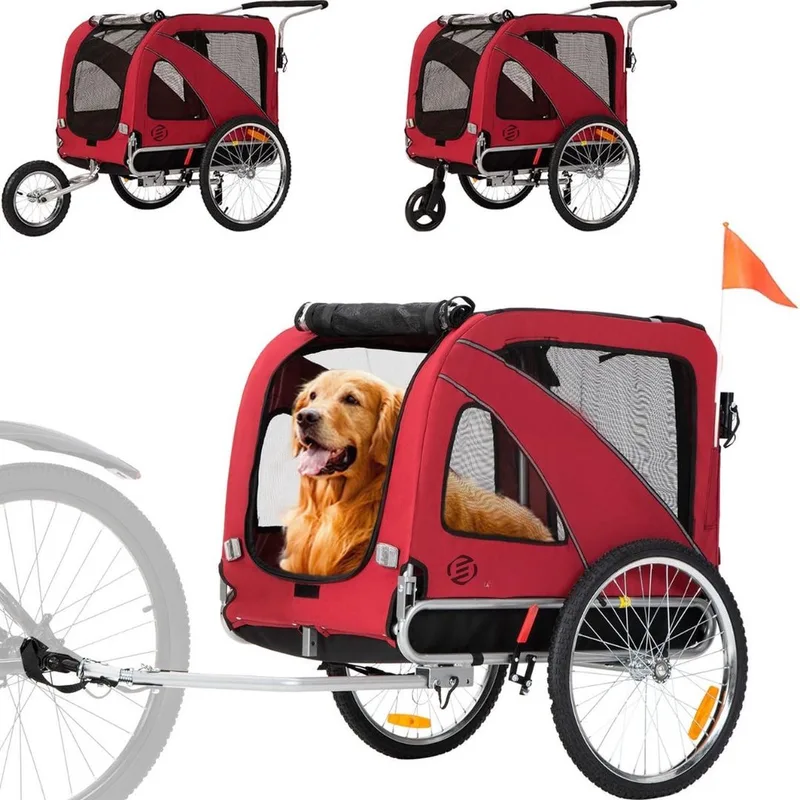Hondenbuggy - Honden Buggy - Hondenbuggy's - Hondenbuggy All Terrain - Hondenbuggy Comfort - Hondenwagen - Kinderwagen voor Hond - Kinderwagen voor Honden de Equivera en Rouge – photo produit