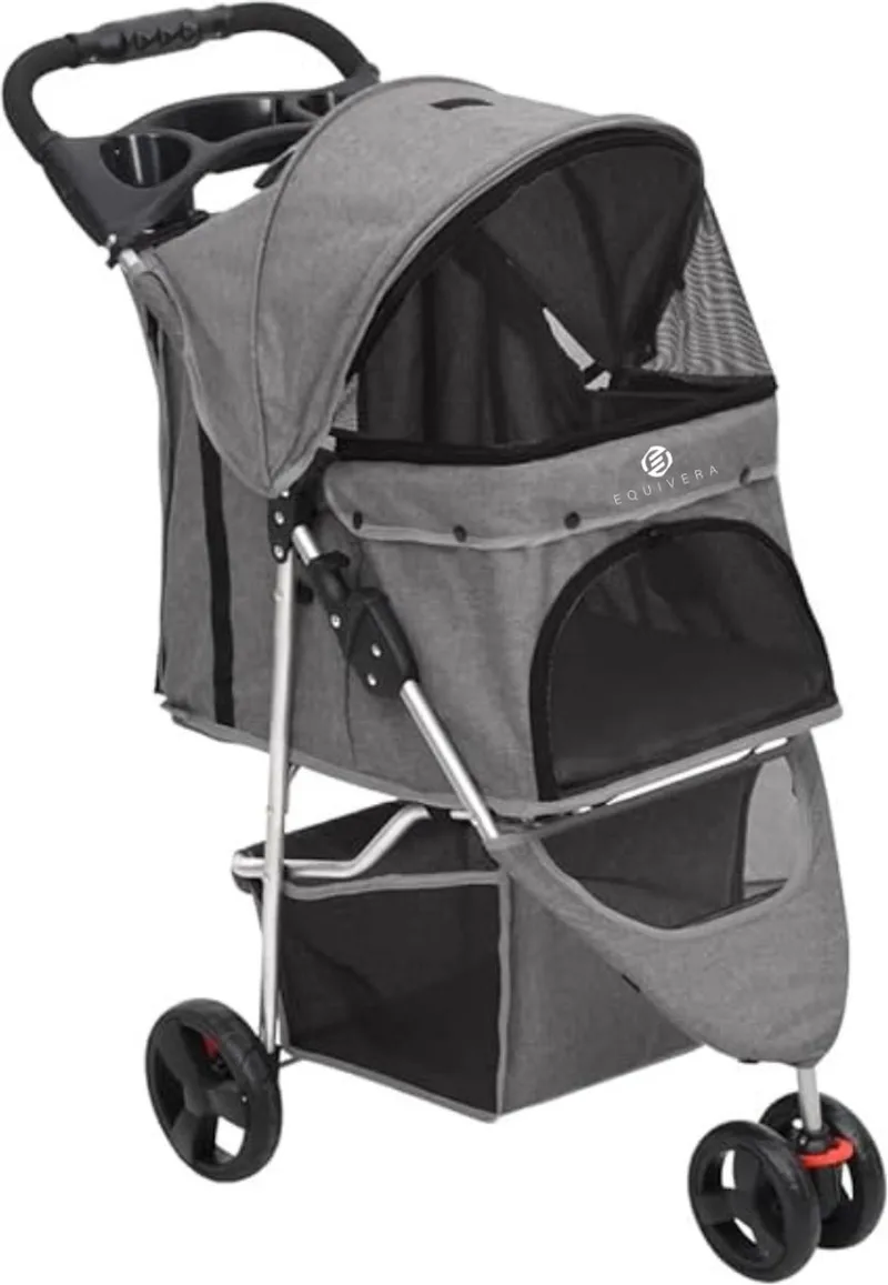 Hondenbuggy - Honden Buggy - Hondenbuggy's - Hondenbuggy All Terrain - Hondenbuggy Comfort - Hondenwagen - Kinderwagen voor Hond - Kinderwagen voor Honden by Equivera in Grey – product photo