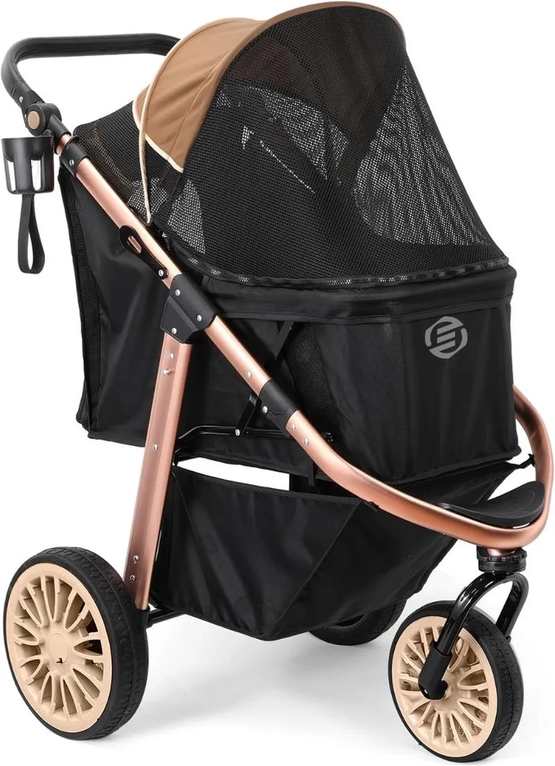 Hondenbuggy - Honden Buggy - Hondenbuggy's - Hondenbuggy All Terrain - Hondenbuggy Comfort - Hondenwagen - Kinderwagen voor Hond - Kinderwagen voor Honden de Equivera en Marron – photo produit