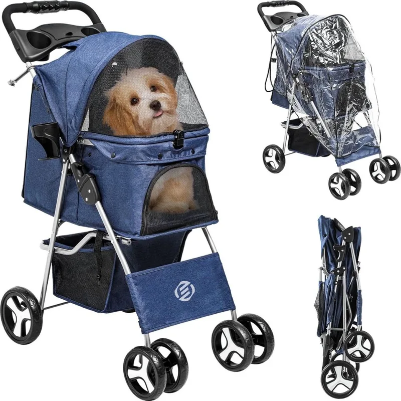 Hondenbuggy - Honden Buggy - Hondenbuggy's - Hondenbuggy All Terrain - Hondenbuggy Comfort - Hondenwagen - Kinderwagen voor Hond - Kinderwagen voor Honden by Equivera in Blue – product photo