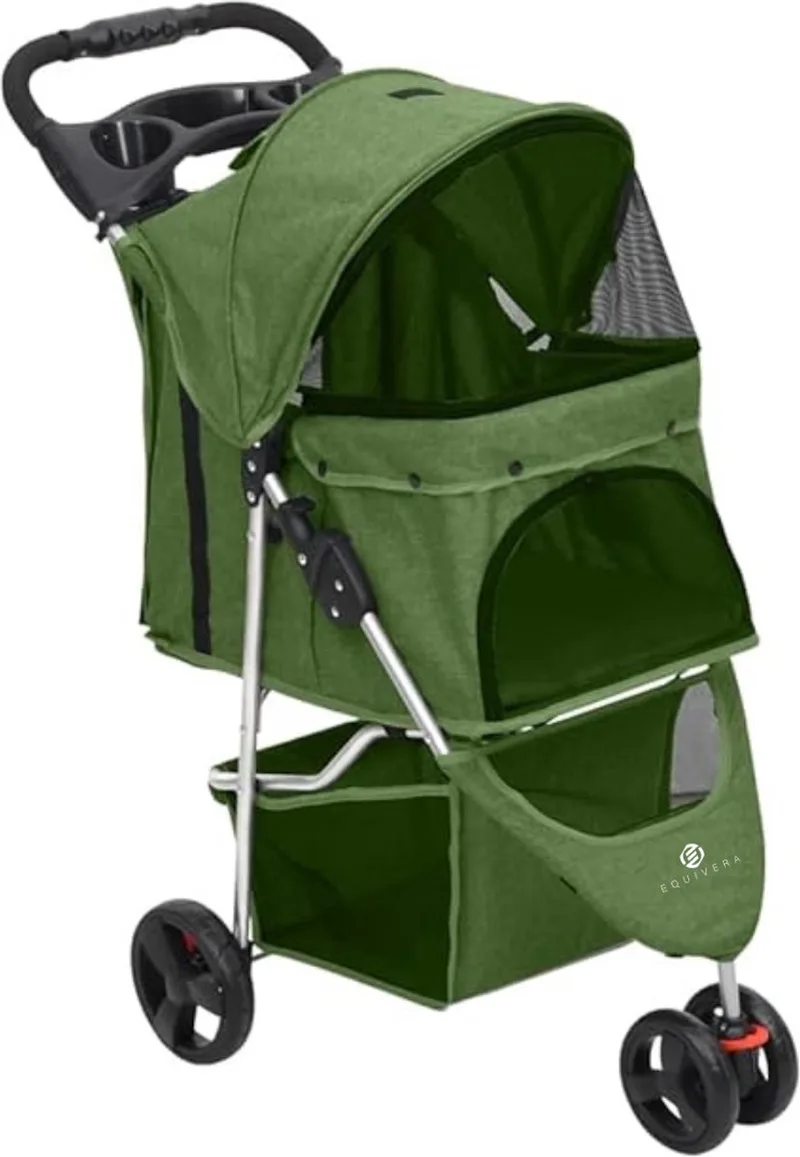 Hondenbuggy - Honden Buggy - Hondenbuggy's - Hondenbuggy All Terrain - Hondenbuggy Comfort - Hondenwagen - Kinderwagen voor Hond - Kinderwagen voor Honden by Equivera in Green – product photo