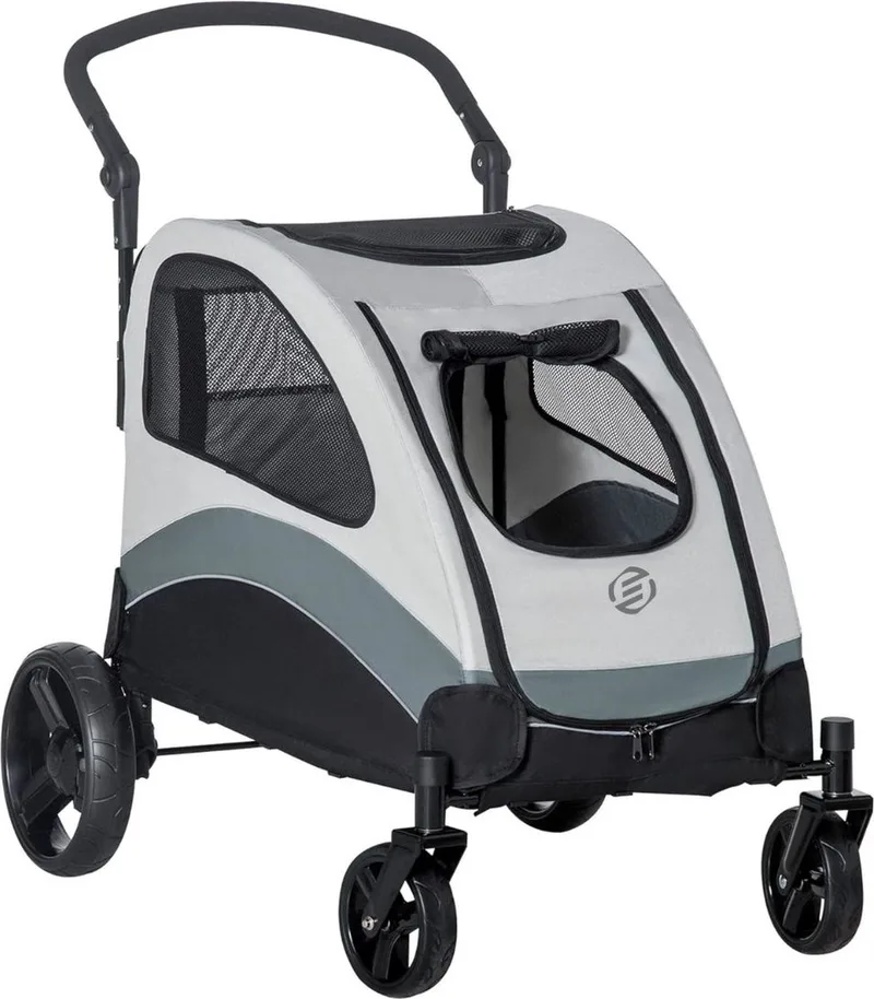 Hondenbuggy - Honden Buggy - Hondenbuggy's - Hondenbuggy All Terrain - Hondenbuggy Comfort - Hondenwagen - Kinderwagen voor Hond - Kinderwagen voor Honden by Equivera in Grey – product photo