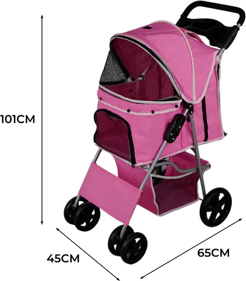 Hondenbuggy - Honden Buggy - Hondenbuggy's - Hondenbuggy All Terrain - Hondenbuggy Comfort - Hondenwagen - Kinderwagen voor Hond - Kinderwagen voor Honden by Equivera in Pink – product photo