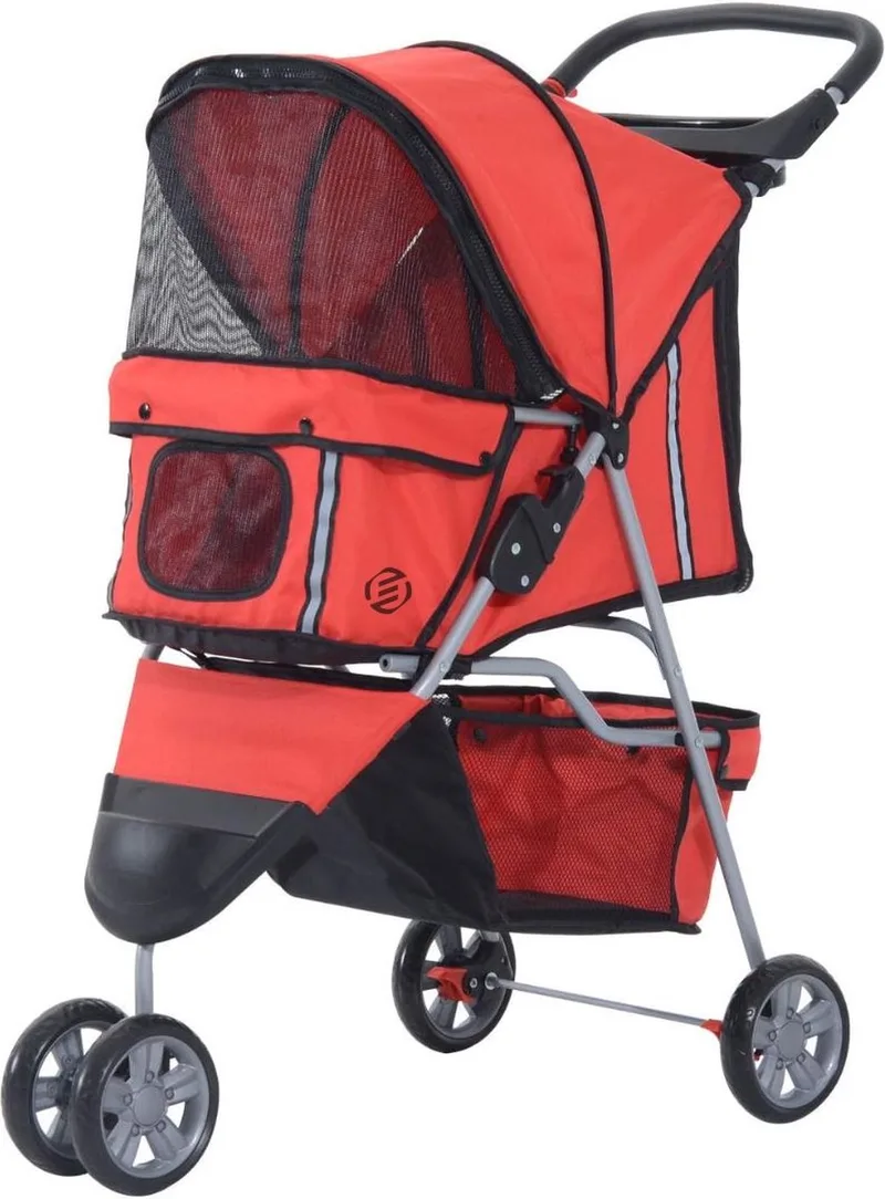 Hondenbuggy - Honden Buggy - Hondenbuggy's - Hondenbuggy All Terrain - Hondenbuggy Comfort - Hondenwagen - Kinderwagen voor Hond - Kinderwagen voor Honden de Equivera en Rouge – photo produit