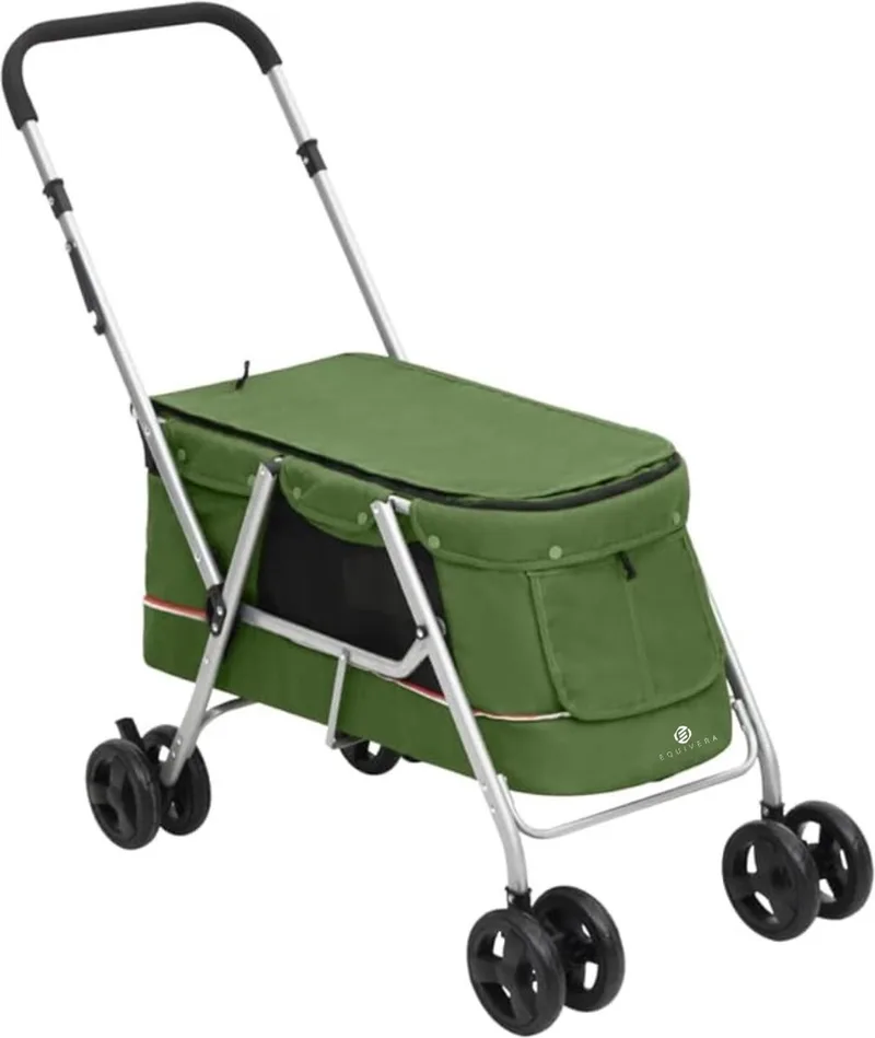 Hondenbuggy - Honden Buggy - Hondenbuggy's - Hondenbuggy All Terrain - Hondenbuggy Comfort - Hondenwagen - Kinderwagen voor Hond - Kinderwagen voor Honden de Equivera en Vert – photo produit