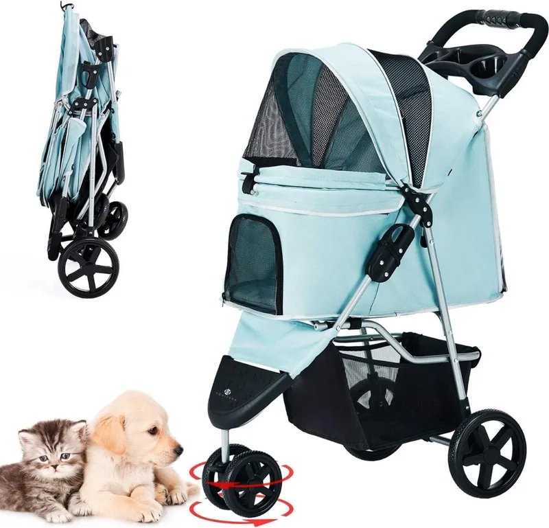 Hondenbuggy - Honden Buggy - Hondenbuggy's - Hondenbuggy All Terrain - Hondenbuggy Comfort - Hondenwagen - Kinderwagen voor Hond - Kinderwagen voor Honden de Equivera en Bleu – photo produit