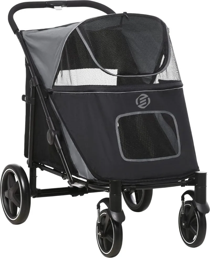 Hondenbuggy - Honden Buggy - Hondenbuggy's - Hondenbuggy All Terrain - Hondenbuggy Comfort - Hondenwagen - Kinderwagen voor Hond - Kinderwagen voor Honden de Equivera en Noir – photo produit